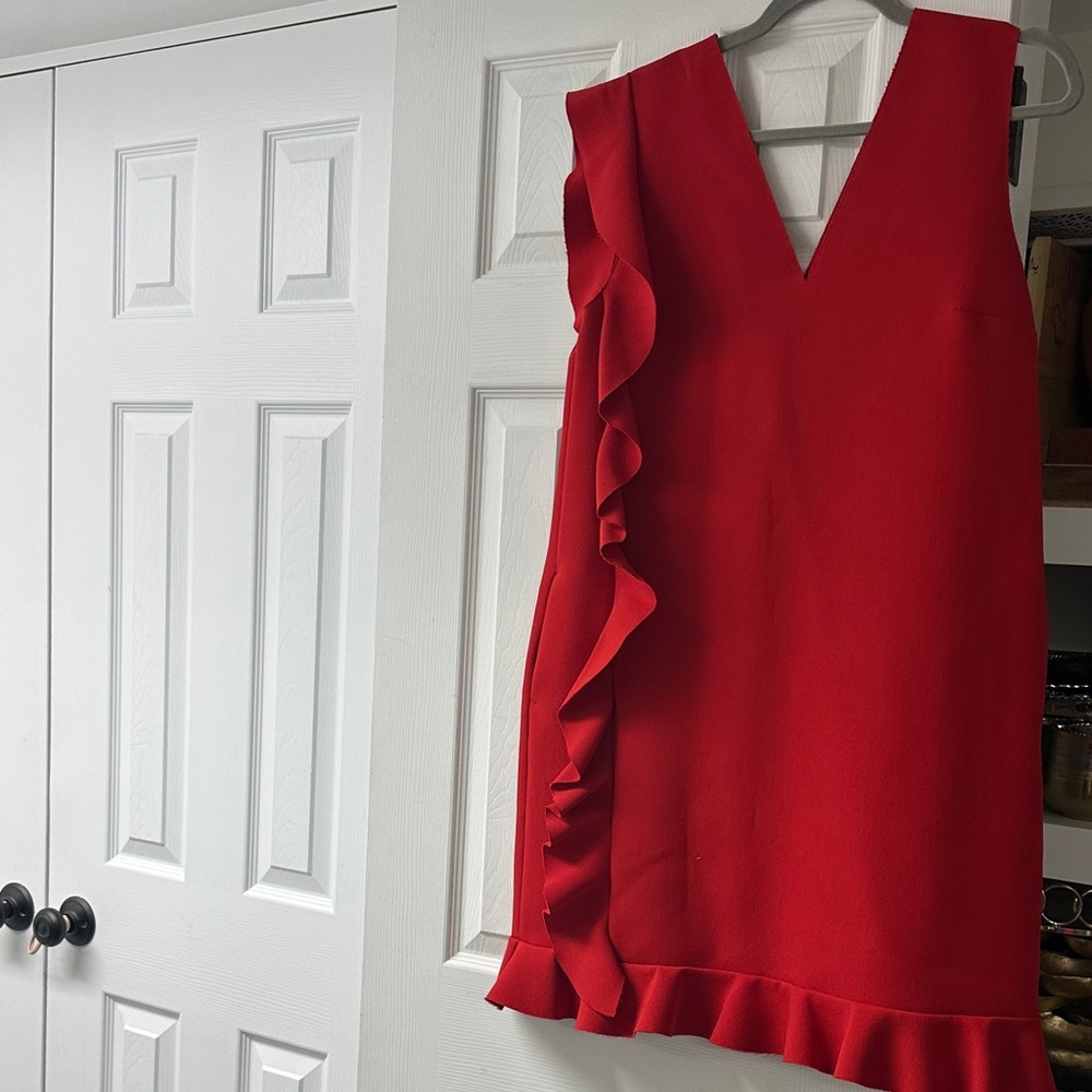 MSGM Vibrant Red Ruffle Mini Dress